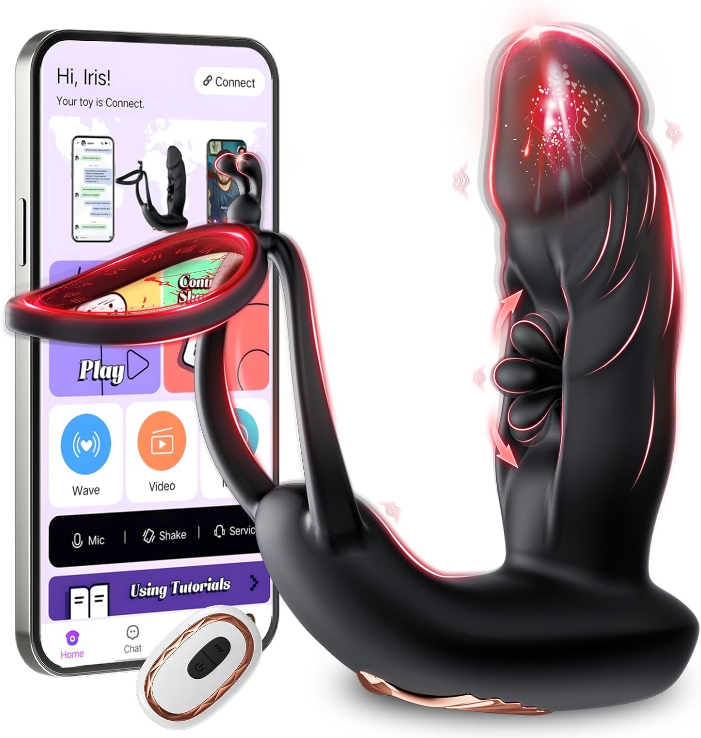 Vibrador Anal con Movimiento de Dedo y 10x10 Modos y Control por App