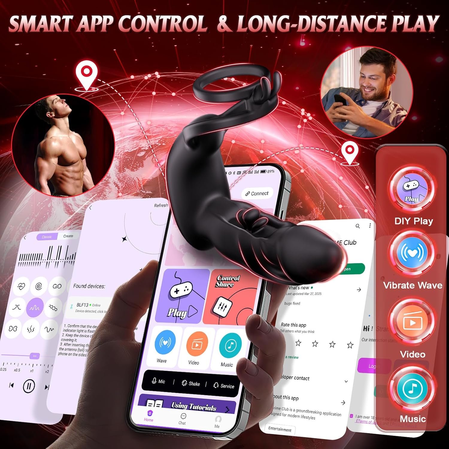 Vibrador Anal con Movimiento de Dedo y 10x10 Modos y Control por App