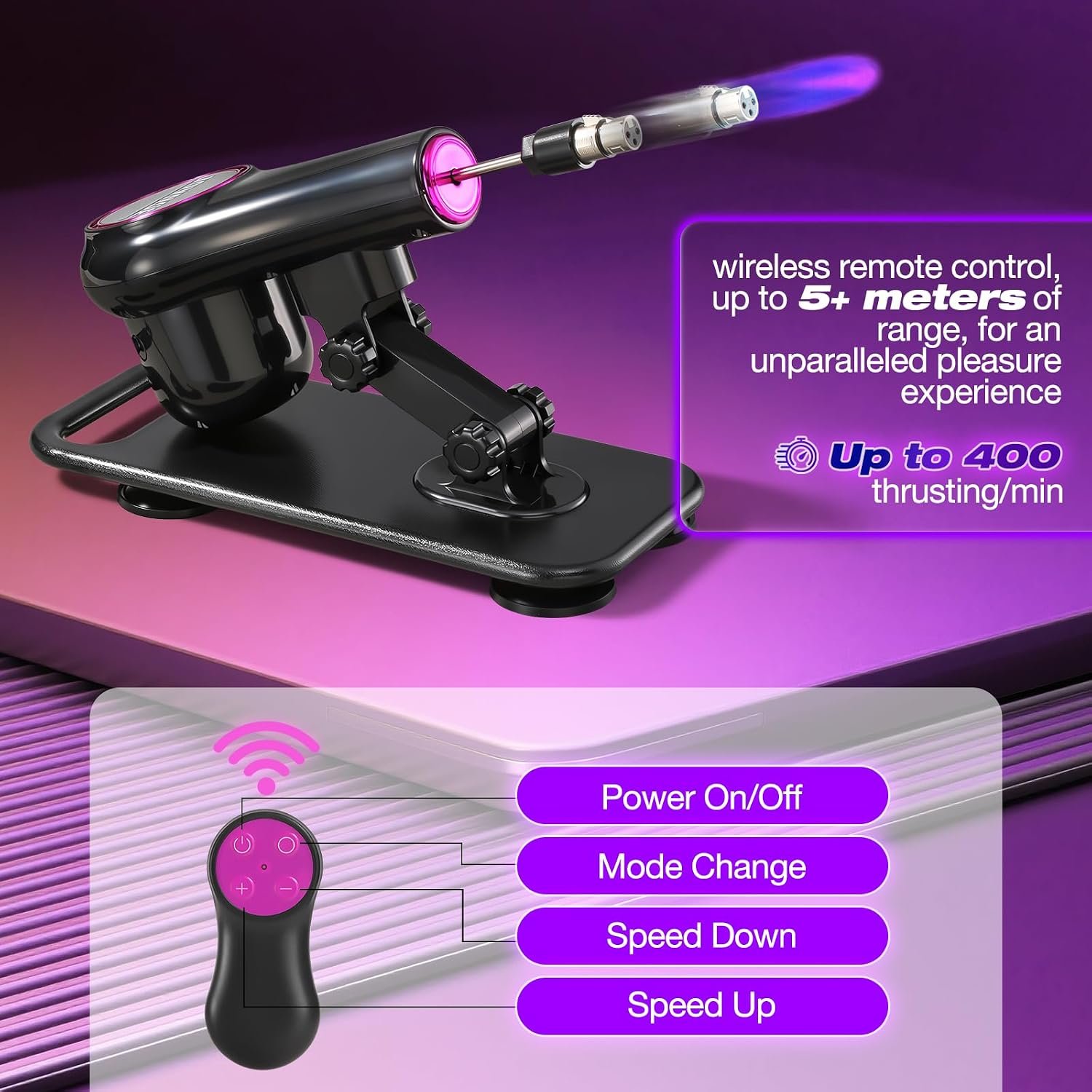 Máquina Sexual Eléctrica de Empuje Automática con 8 Accesorios y Ángulo Ajustable - Image 3