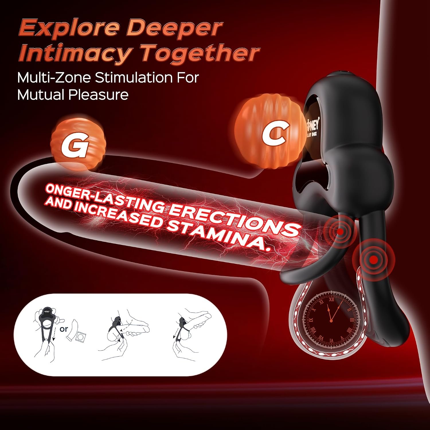 Anillo Vibrador para Parejas con Control por App — Silicona Impermeable - Image 4