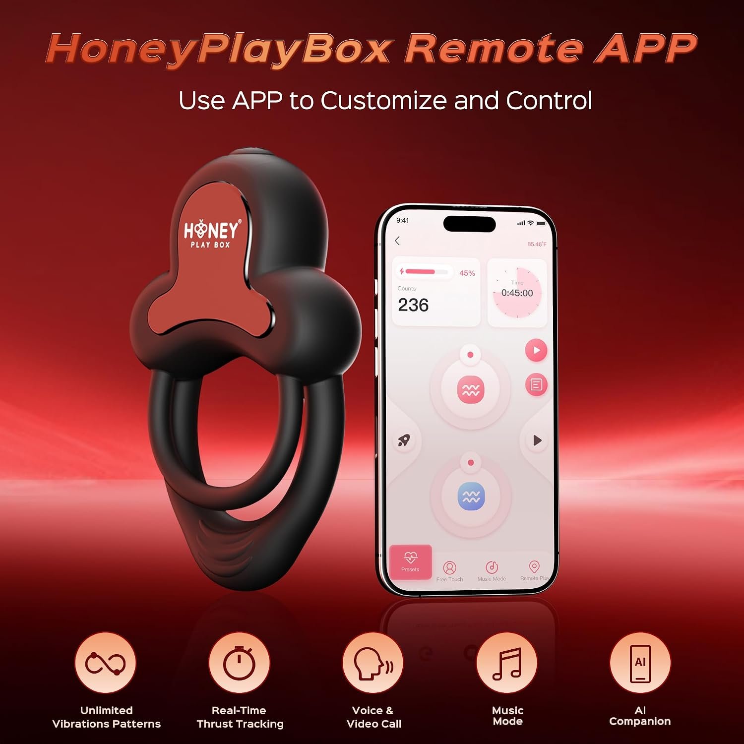 Anillo Vibrador para Parejas con Control por App — Silicona Impermeable - Image 2
