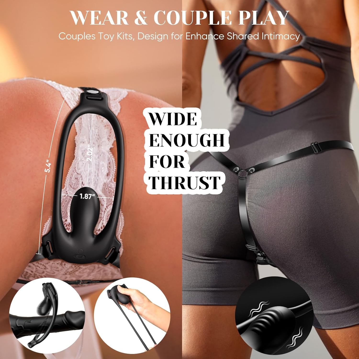Vibrador de Clítoris Portátil con Arnés de Cuero Ajustable — 9 Modos - Image 2