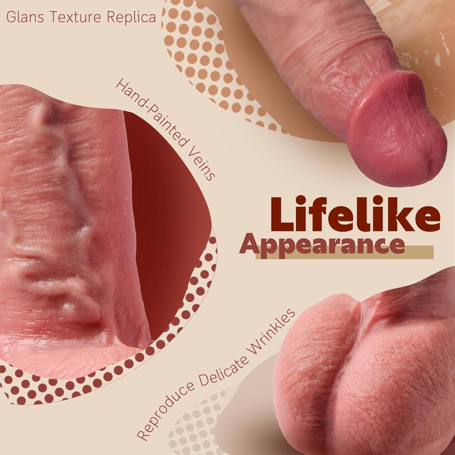 Dildo Realista 22cm de Silicona Doble Densidad con Ventosa y Compatible con Arnés