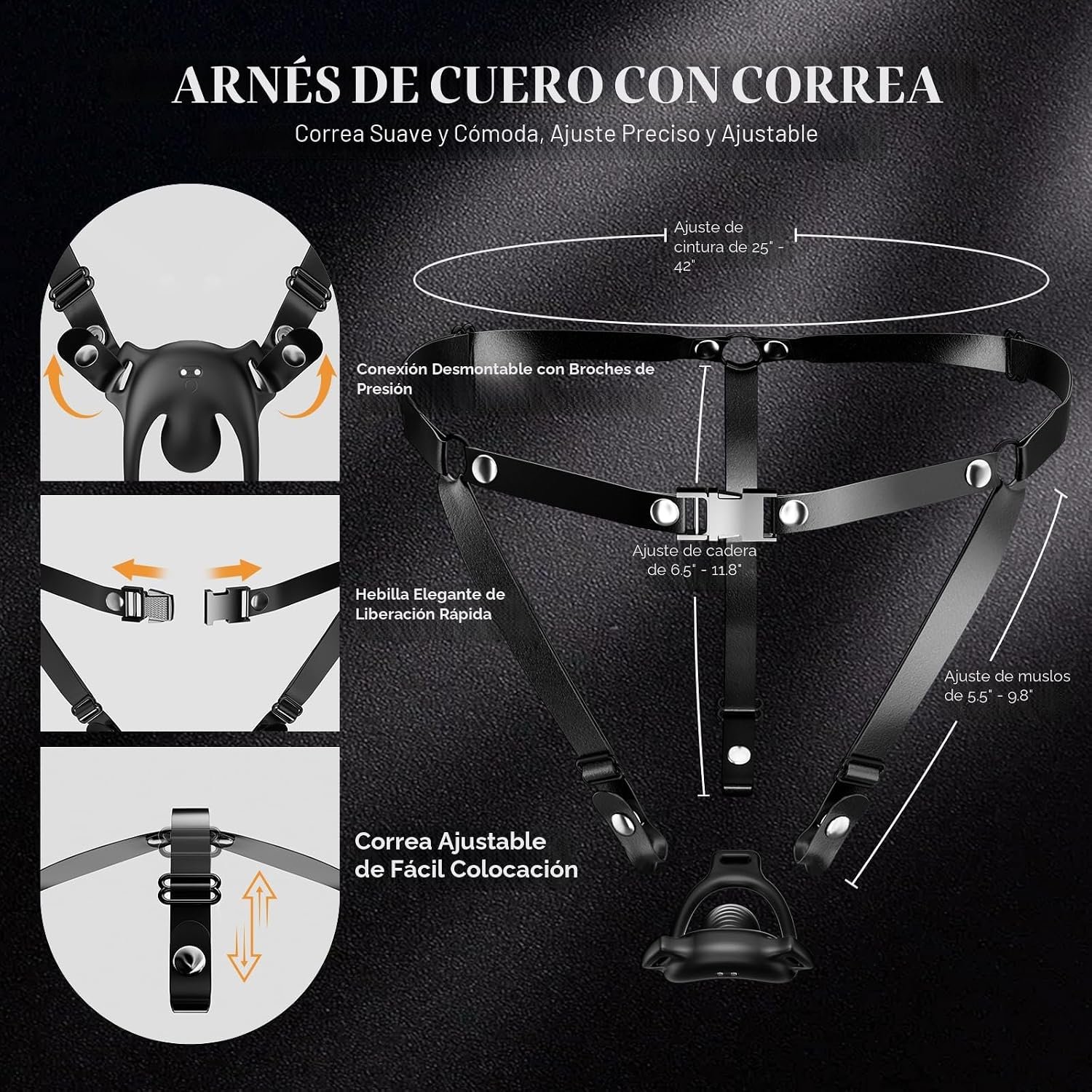 Vibrador de Clítoris Portátil con Arnés de Cuero Ajustable — 9 Modos - Image 4