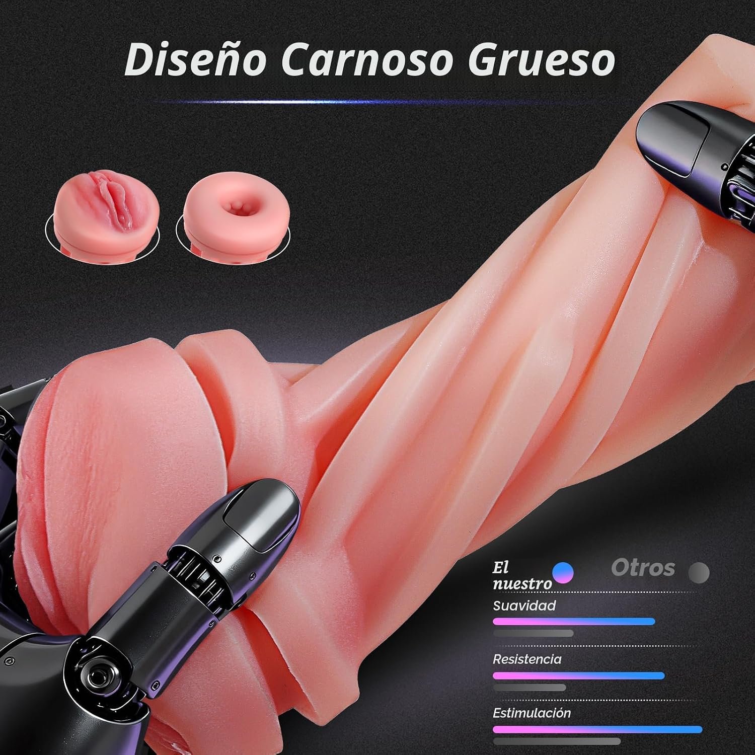 Masturbador Masculino Recargable con 2 Mangas Realistas Intercambiables - Image 3