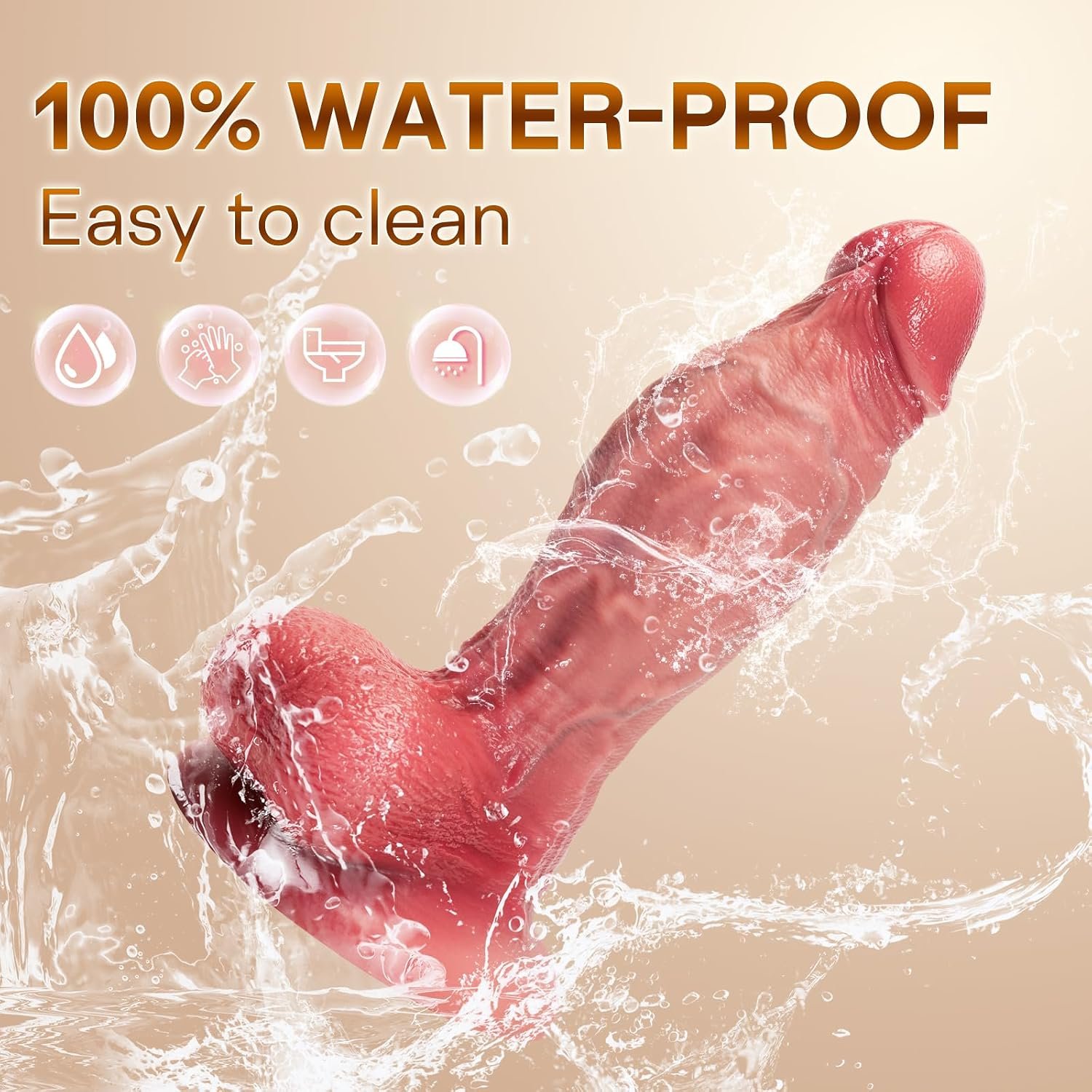 Dildo Hiperrealista de Silicona  23 cm con Ventosa Extrafuerte