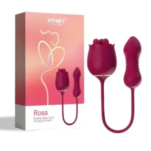 Vibrador Rosa Giratorio y Penetración con Empuje Recargable