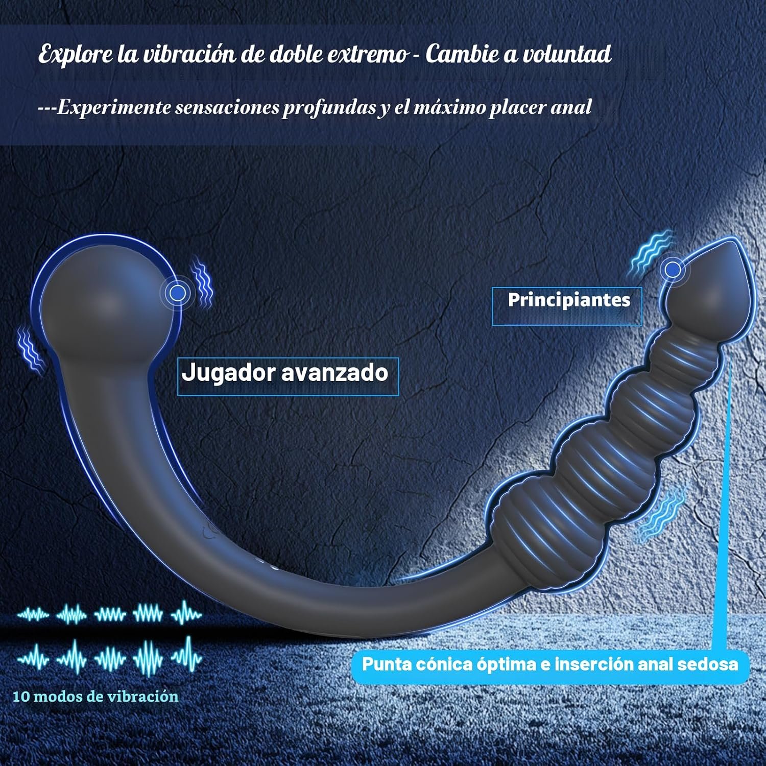 Vibrador Anal de Doble Extremo con Cuentas Progresivas — Masajeador de Próstata - Image 3
