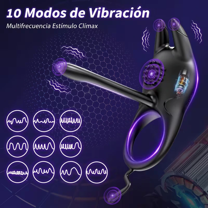 Anillo Vibrador de Pene 3 en 1 para Parejas — 10 Modos de Vibración - Image 3