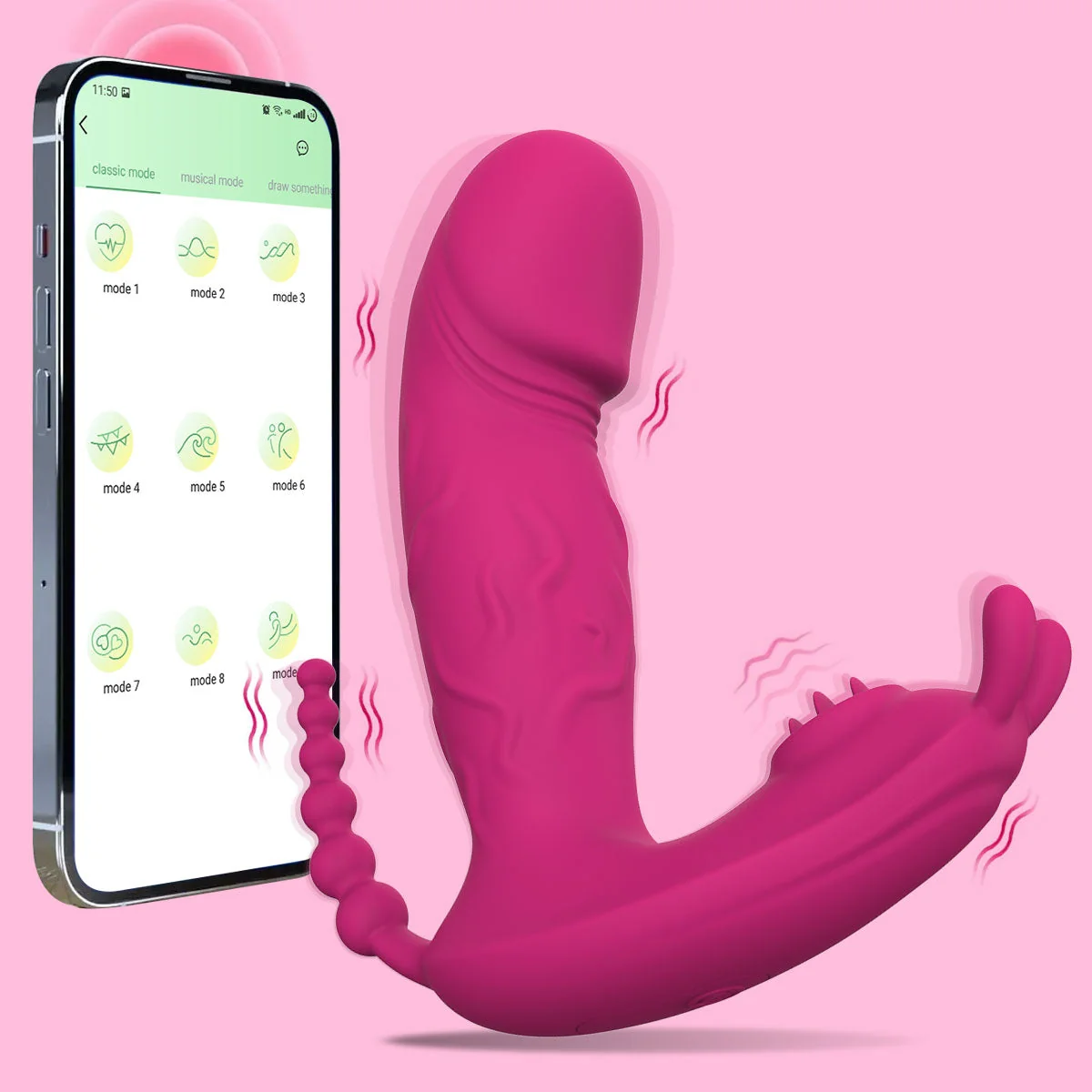 Vibrador Triple de Conejo, Clítoris, Punto G y Anal Recargable — Control por App - Image 2
