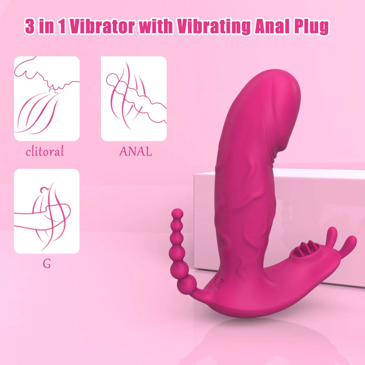 Vibrador Triple de Conejo, Clítoris, Punto G y Anal Recargable — Control por App - Image 3