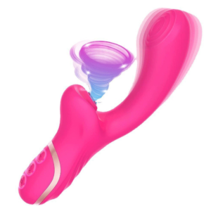 Vibrador con Succionador Recargable 22 cm — Carga Magnética USB