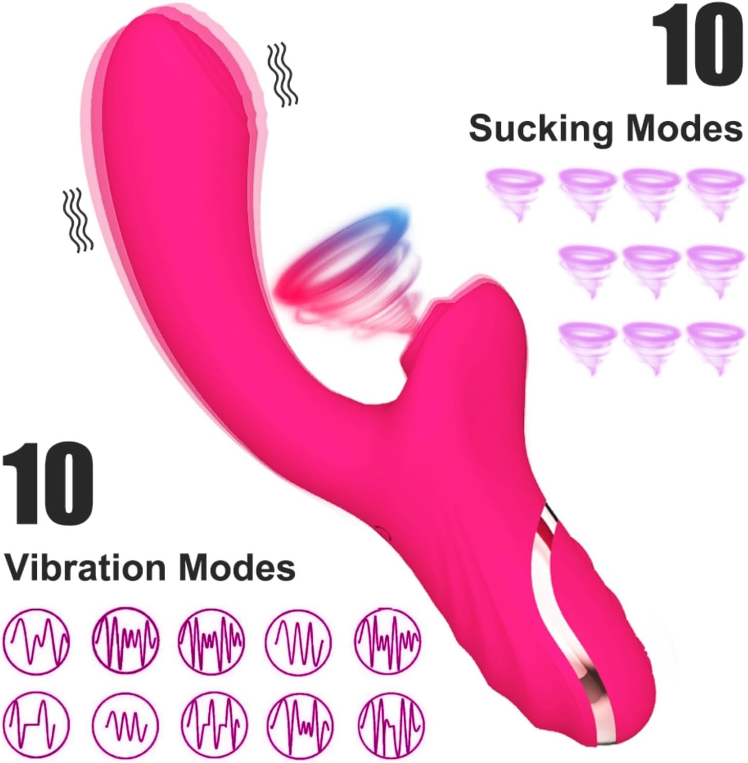 Vibrador con Succionador Recargable 22 cm — Carga Magnética USB - Image 2