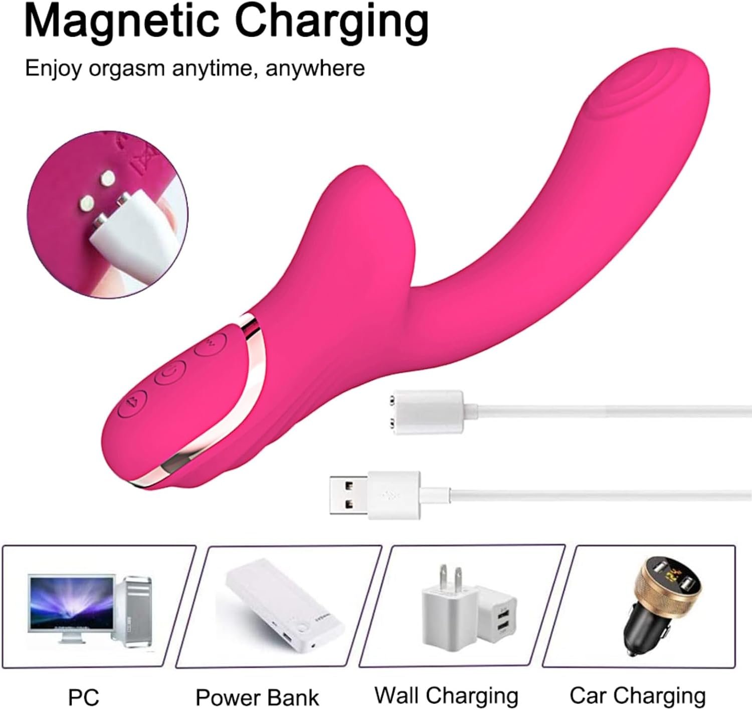 Vibrador con Succionador Recargable 22 cm — Carga Magnética USB - Image 5