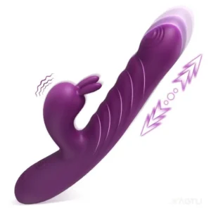 Vibrador de Conejo Telescópico Recargable — Movimiento de Empuje y Vibración 22cm