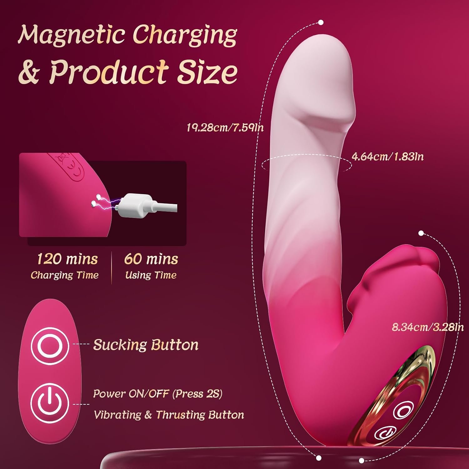 Vibrador 3 en 1 con Succión Clitoris y Empuje de Punto G con Caja de Regalo - 20cm